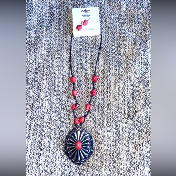 Western Concho necklace/earring set - Picture 1 of 1